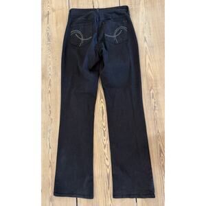 NYDJ Marilyn Straight Jeans Black 6 Rhinestone Pockets‎
